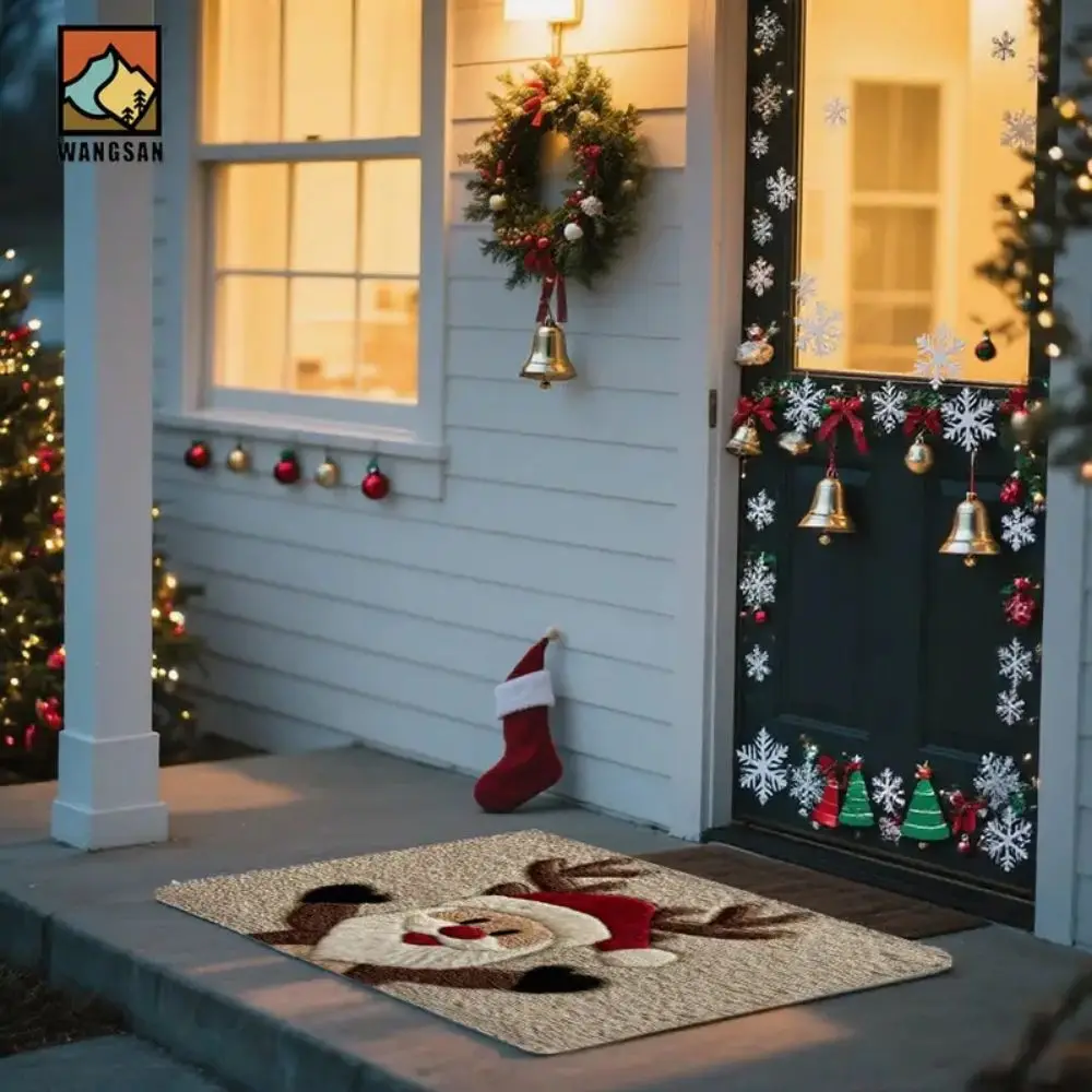 VIKAMA Weihnachten Willkommen Teppich Innen Veranda Boden Matte Santa Claus Dekoration Treppe Matte Outdoor Tür Matte Wohnkultur