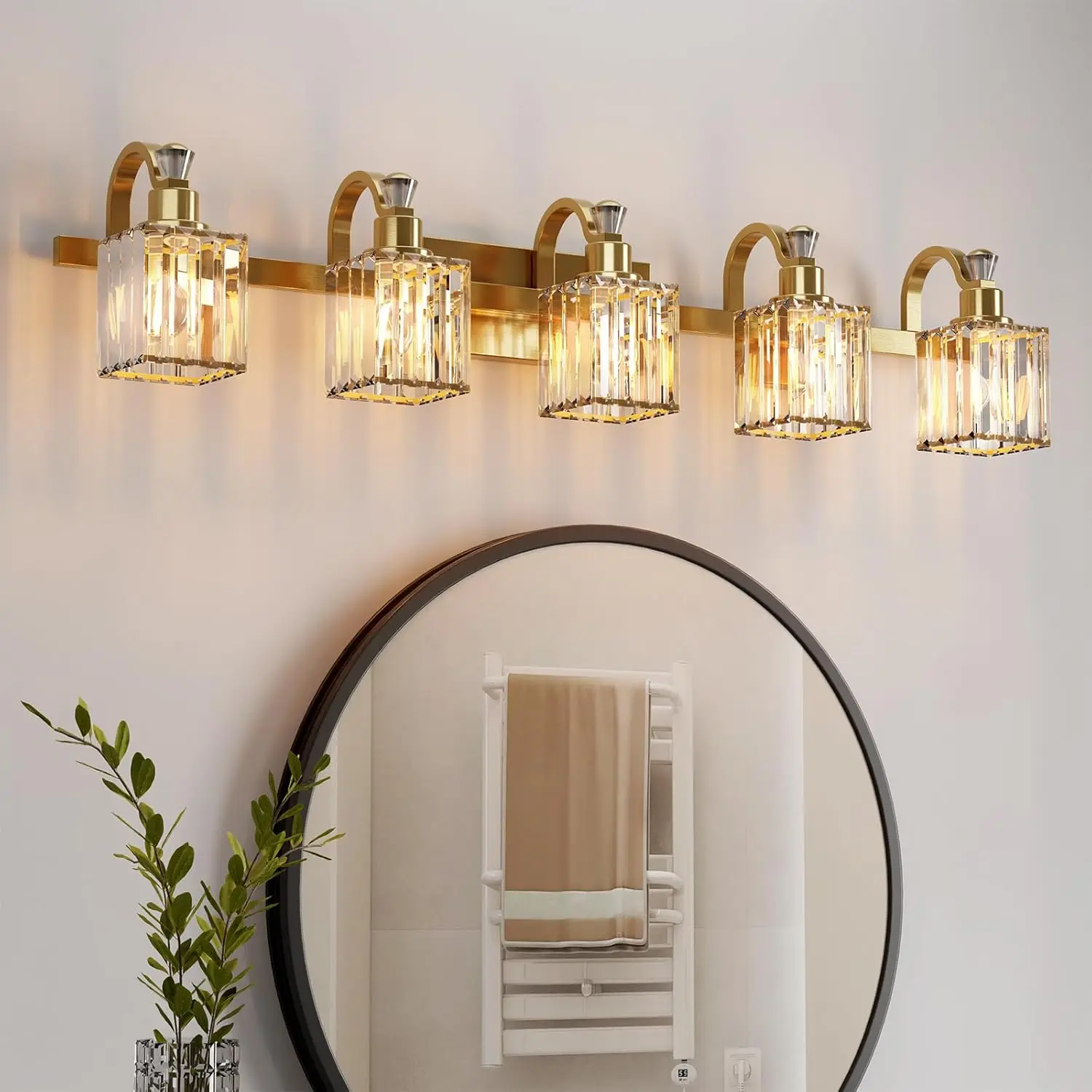 

Bathroom Vanity Light Fixtures Modern Crystal Vanity Light Fixtures Over Mirror, Modern Crystal Wall Lighting with Square Shade