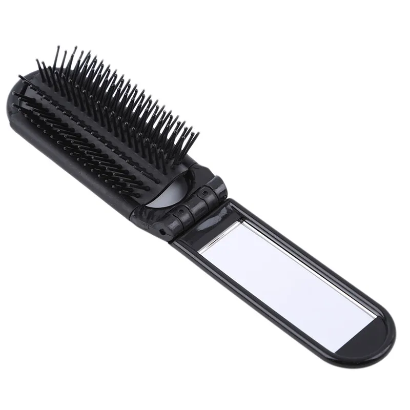 1PC Professional Travel Hair Comb Portable Folding Hair Brush With Mirror Compact Pocket Size Purse Travel Comb