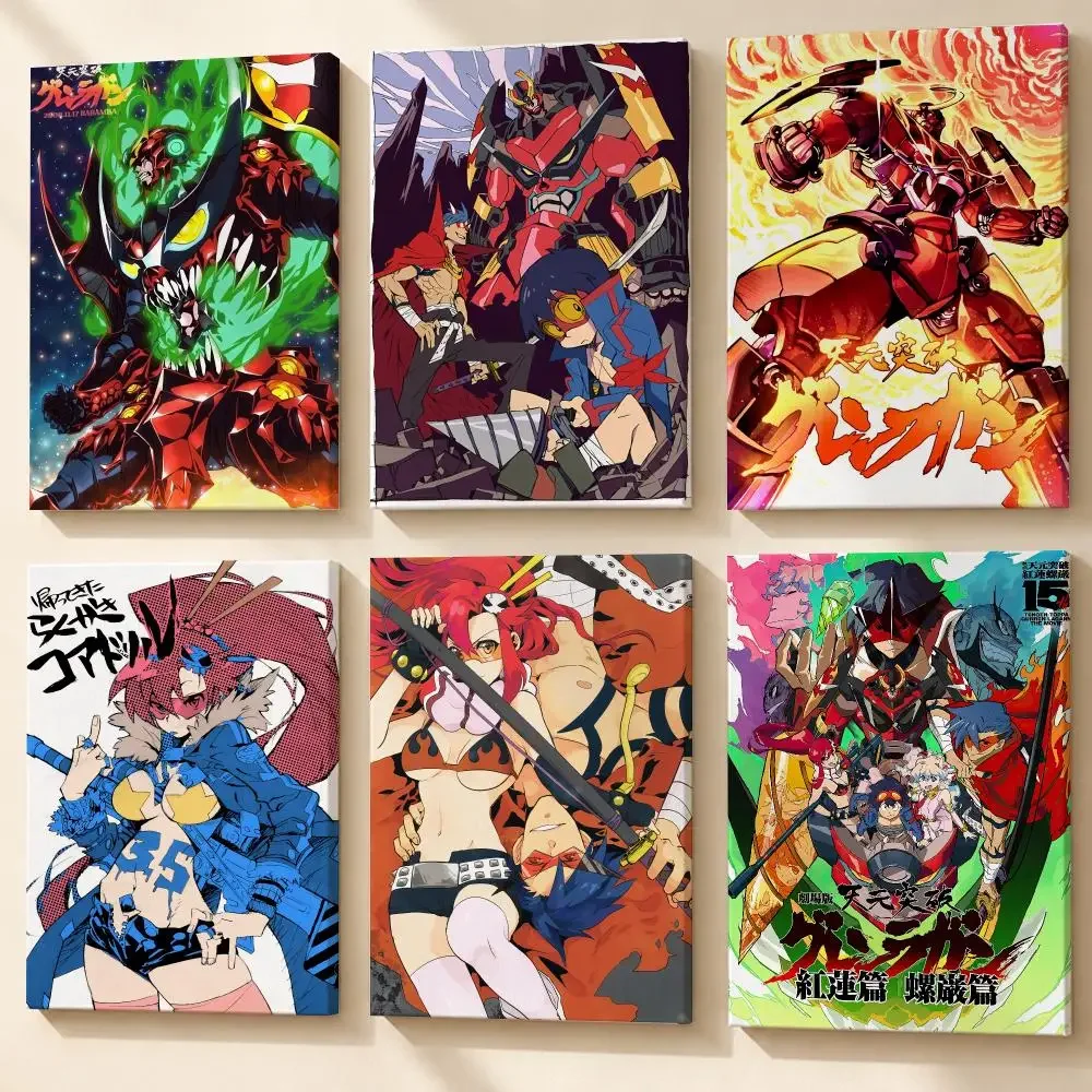 T-Tengen Toppa Gurren Lagann Framed Wall Painting Canvas Poster Wooden Stretcher Frame Inner Frame Kit for Wall Art Painting