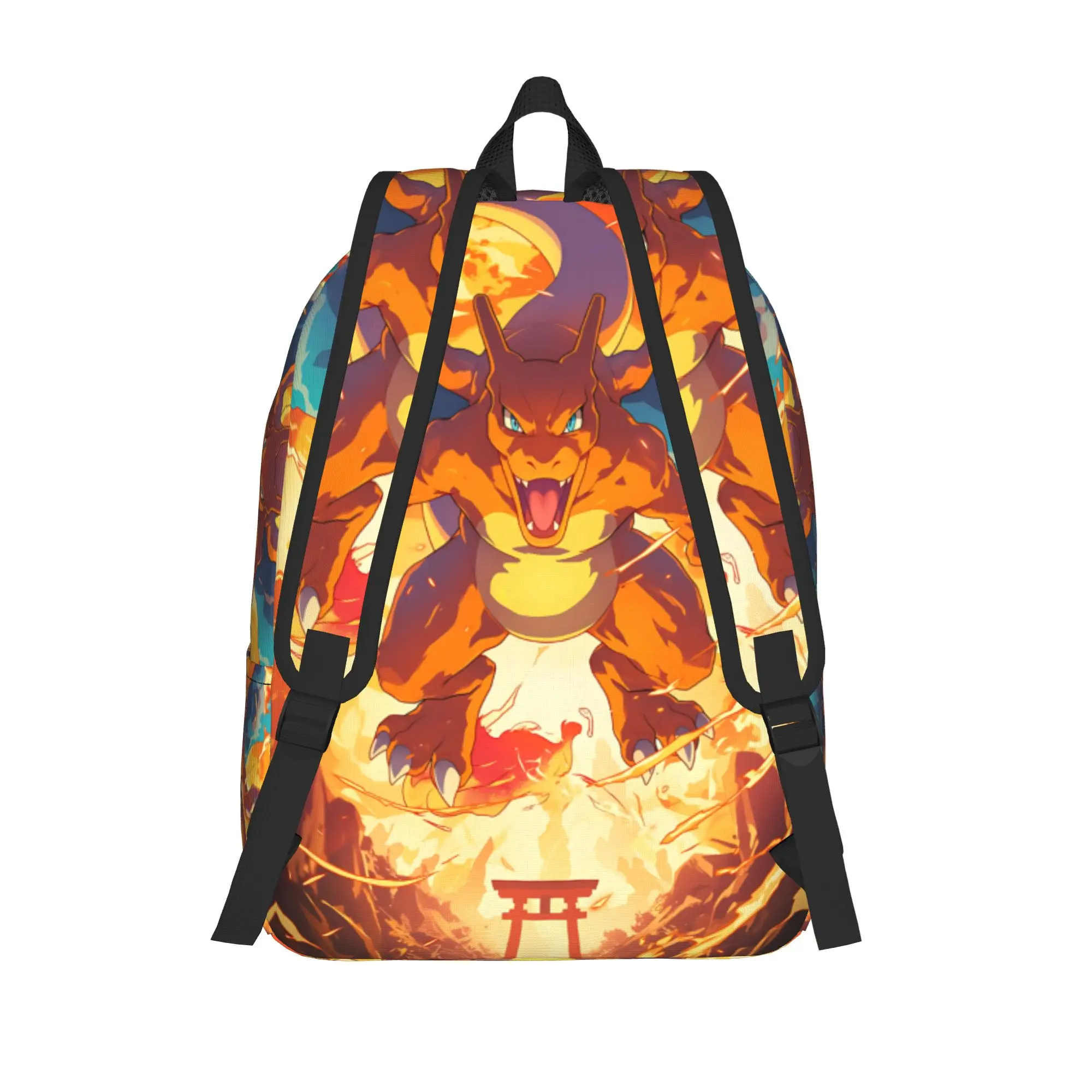 Fashion Pokemon Theme Charizard Fire Blast Backpack  Mochilas Dual-Use High School Sturdy Shoulder Rucksack