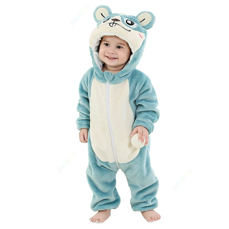 New Easter Cute and Fashionable Elephant Baby jumpsuit Spring and Autumn Hooded Flannel Children\'s jumpsuit Children\'s jumpsuit