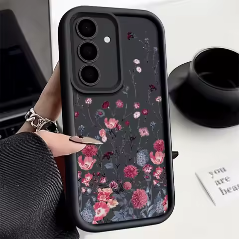 Red Flower Case For Samsung Galaxy S24 S23 Ultra S22 S21 S20 FE S25 Edge A16 A56 A52 A53 A14 A34 A54 A15 A25 A35 A55 5G Cover