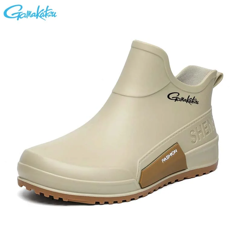 Gamakatsu Couples Short Rain Boots Women Spring Summer Fishing Water Shoes Fashionable Ankle Slip-On Boots Winter Men Outerwear