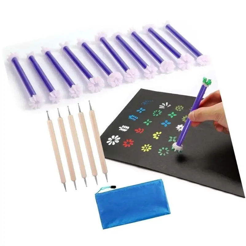 Colorful Floral Design Stamp Collection For Kids Arts And Crafts Projects Lightweight And Small For Home Or School Use  D2RC