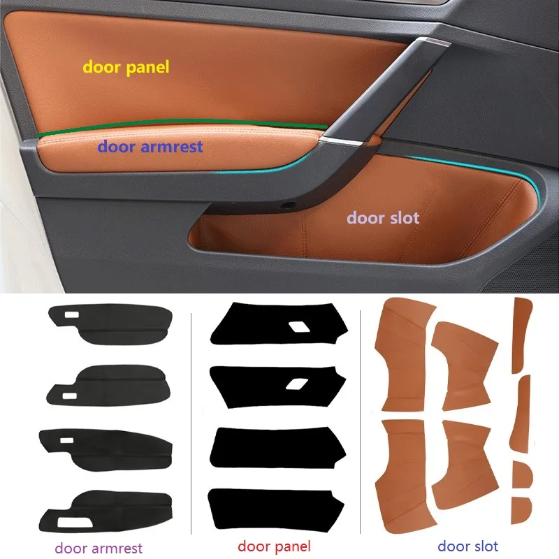 LHD For VW Golf MK7 2014 2015 2016 2017 2018 Car Doors Handle Panel Armrest / Door Slot Microfiber Leather Cover only 4 doors