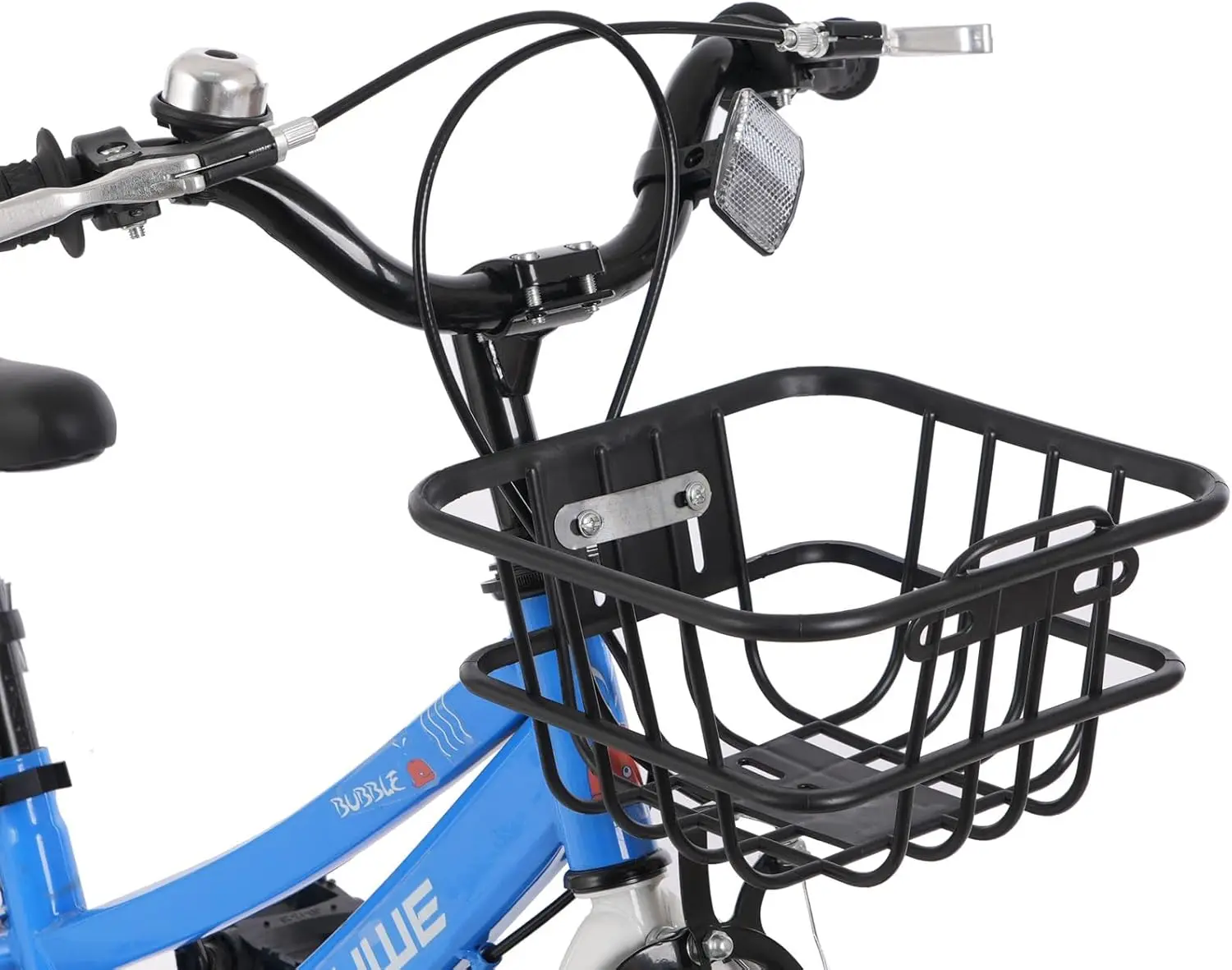 Rower dziecięcy 14/18 cali z hamulcami przednimi i tylnymi, kołami pomocniczymi, koszykiem, regulowany rower dla chłopców i dziewcząt w wieku 3–9 lat, pedały zabezpieczające.