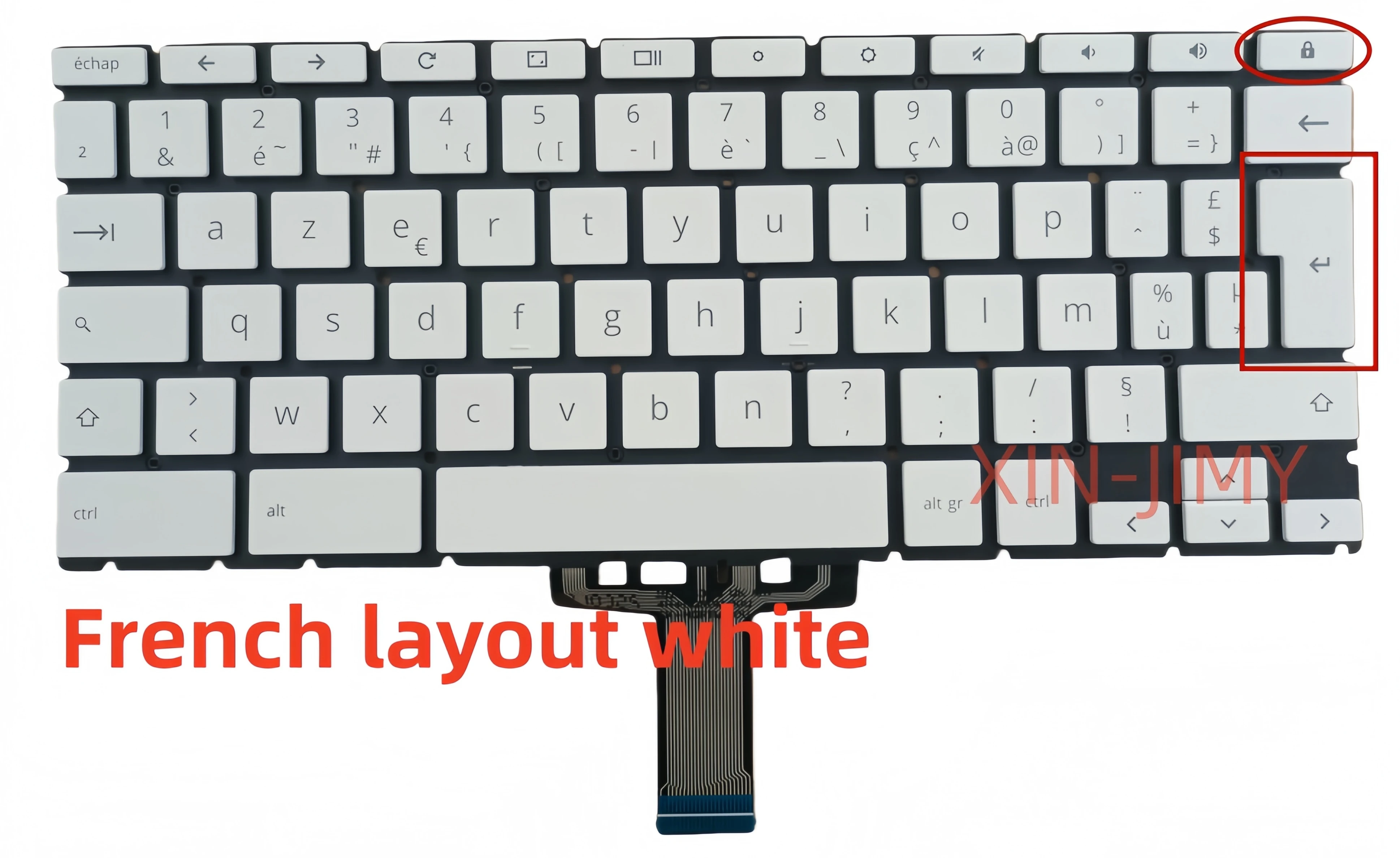 AZERTY FR تخطيط فرنسي بدون لوحة مفاتيح كمبيوتر محمول بيضاء بإضاءة خلفية لجهاز HP Chromebook X360 12B-CA0005CL Notebook