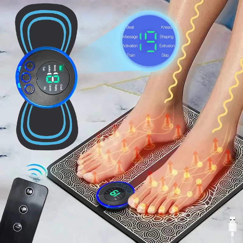 

Electric EMS Foot Massager Pad Neck Massage Set Relief Pain RelaxFeet Acupoints Massage Mat Shock Back Neck Massager Stimulation