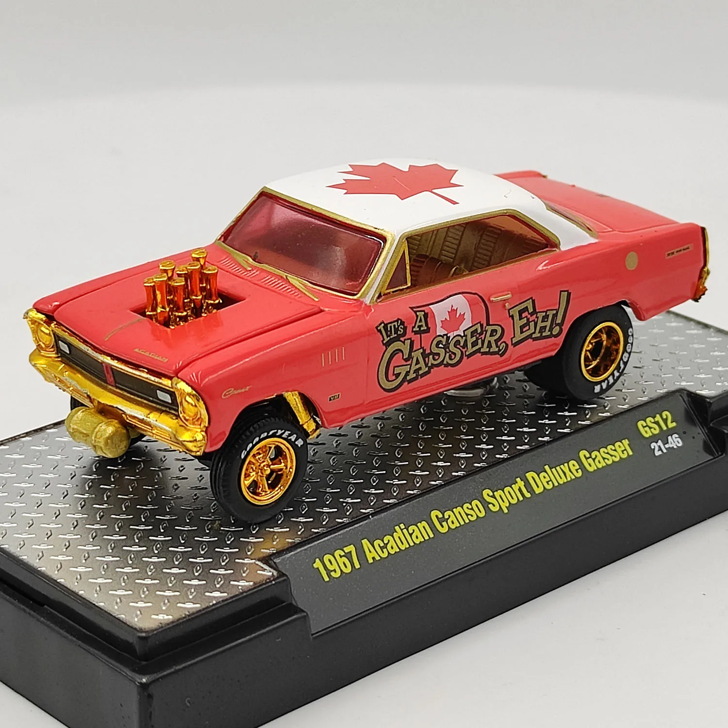 Diecast M2 1/64 Skala 1967 Agadian Canso Sport Luksusowy model samochodu Gasco Red Alloy Kolekcjonerska zabawka Prezent Pamiątka Wyświetlacz