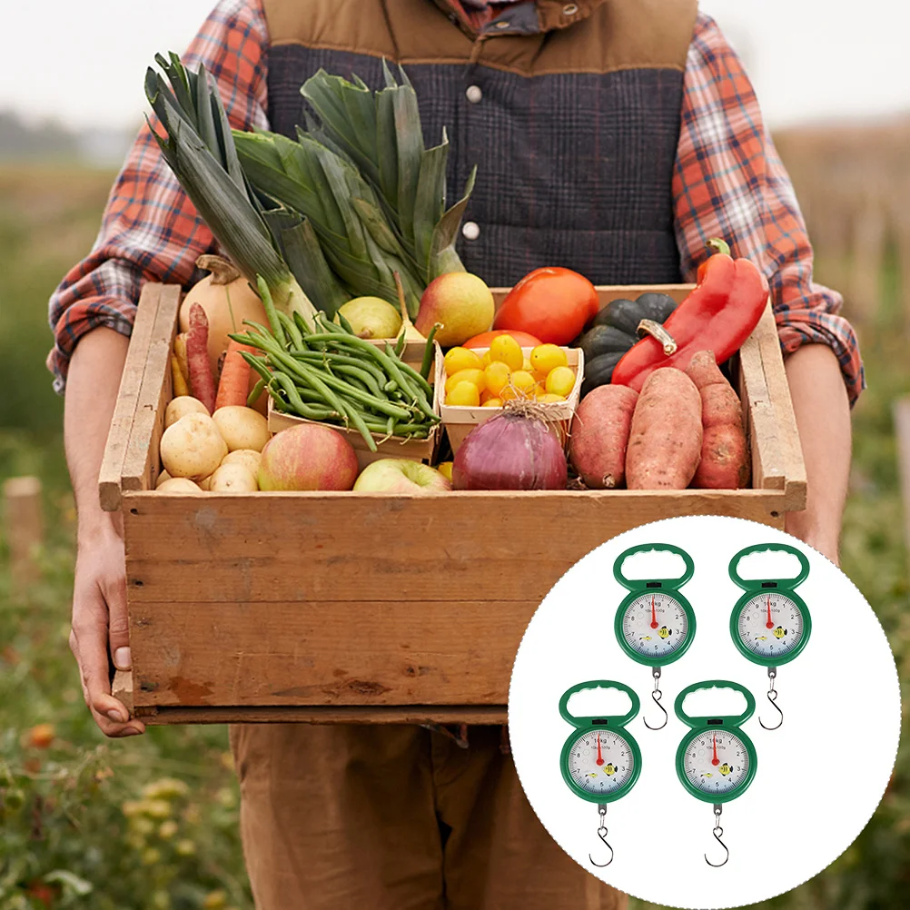 

4Pcs Portable Luggage Spring Scale Plastic Hook Handheld Hanging Scale Precise Weighing for Outdoor Fishing Shop Home