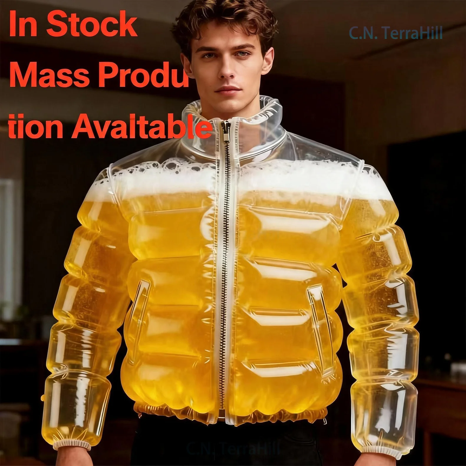 Transparent Beer-Filled Jacket Pool Party Wear Novelty Inflatable Style Beer Holder Costume