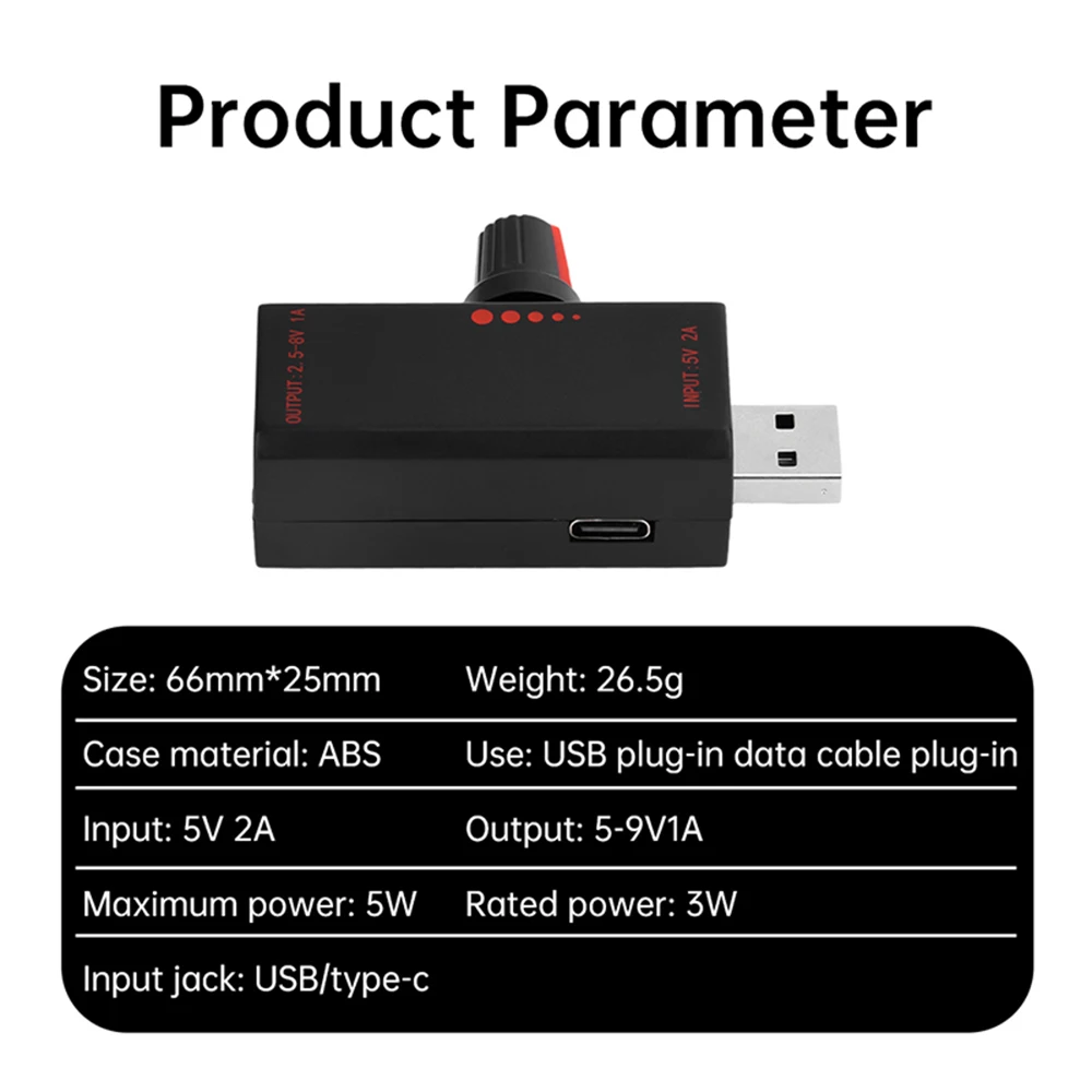 3W USB Fan Speed Regulator 5V2A to 5-9V1A USB Fan Stepless Speed Controller with Switchs Power Supply