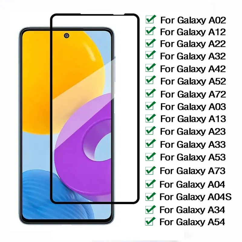 

9D закаленное стекло для Samsung Galaxy A04 S A34 A54 A13 A03 A23 A33 A43 A53, Защита экрана для A02 A12 A22 A32 A42 A52 A72, пленка