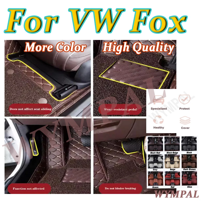 

Роскошные автомобильные коврики на заказ для VW Fox 2004 2005 2006 2007 2008 2009 2010 2011, кожаные мужские и женские полный комплект автомобильных ковриков