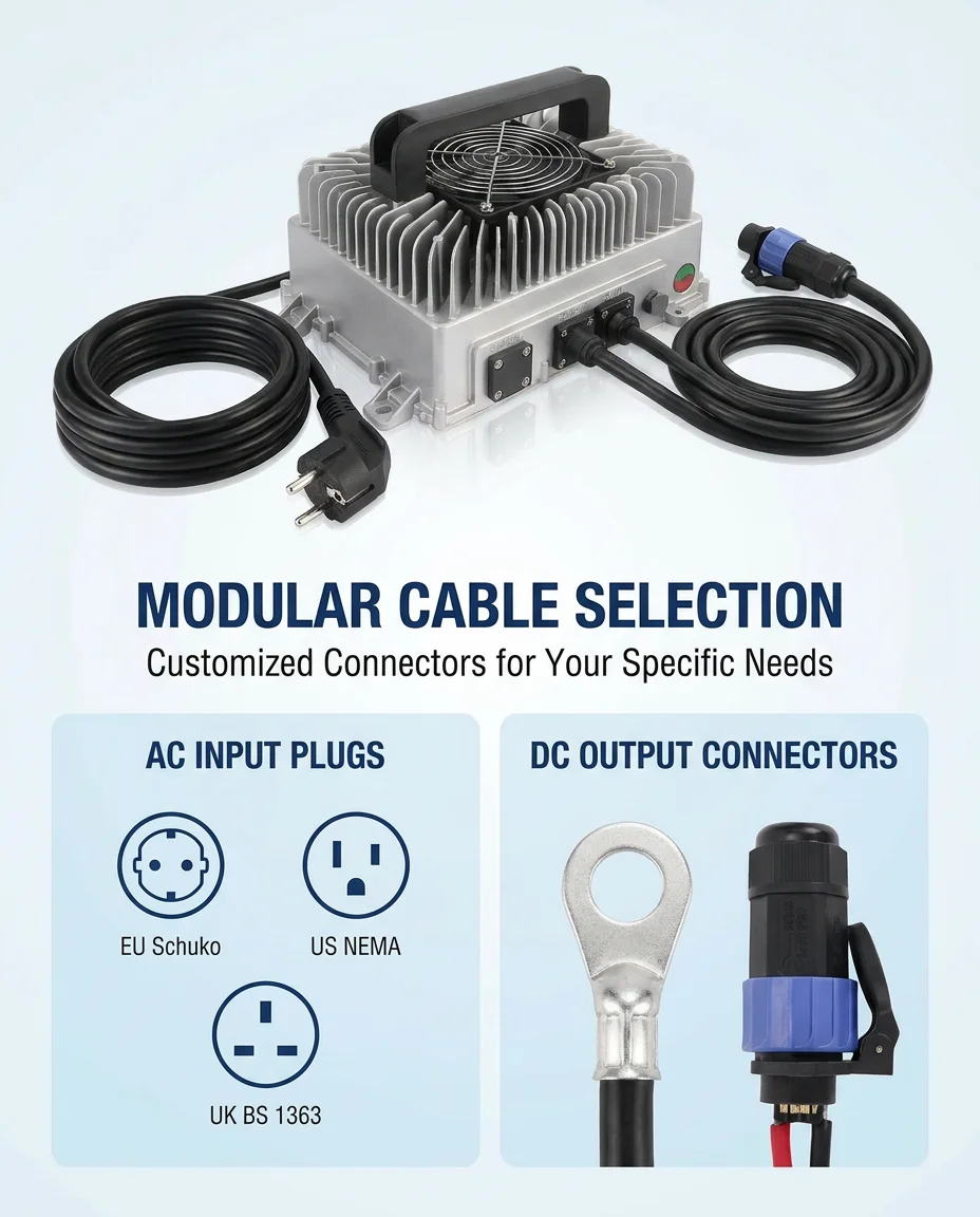 Specialised 3.3kw Electric Car Smart Battery Charger Dustproof Waterproof Forklift Scrubber Battery Adapter