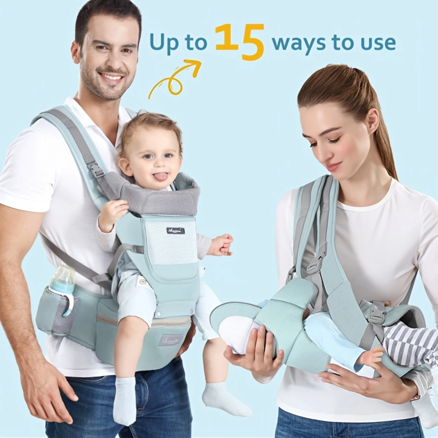 Baby Carrier, 6-in-1 Baby Carrier With Waist Stool, Baby Carrier With Hip Seat For Breastfeeding, One Size Fits All - Adapt To N