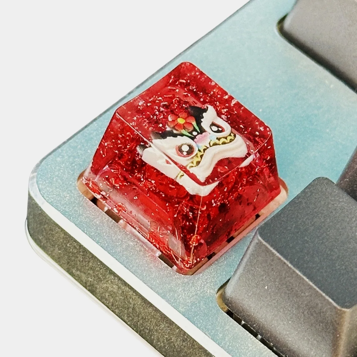 Resin drop transparent lion key cap Cross shaft mechanical keyboard key cap 1pcs