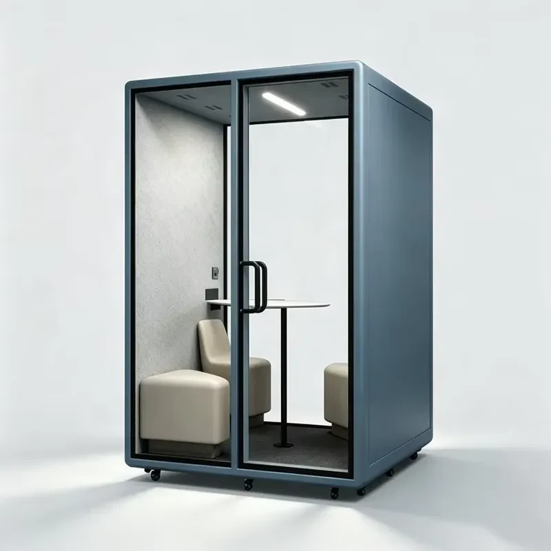 for 2 Seater Soundproof Room Noise Reducing Office Cabin Aluminum Alloy Recording Studio Silent Booth with Chairs