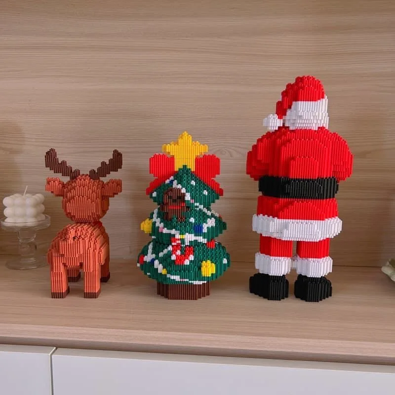 Santa Claus Elk Christmas Tree Building Blocks Toy Set Small Particle Bricks Building Blocks Toys Kids Christmas Gift