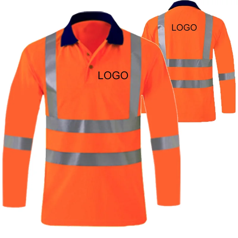 Safety Reflective Working T Shirt for Men Hi Vis Safety Shirts with Logo or Text Road Construction Workwear Polo Tshirts