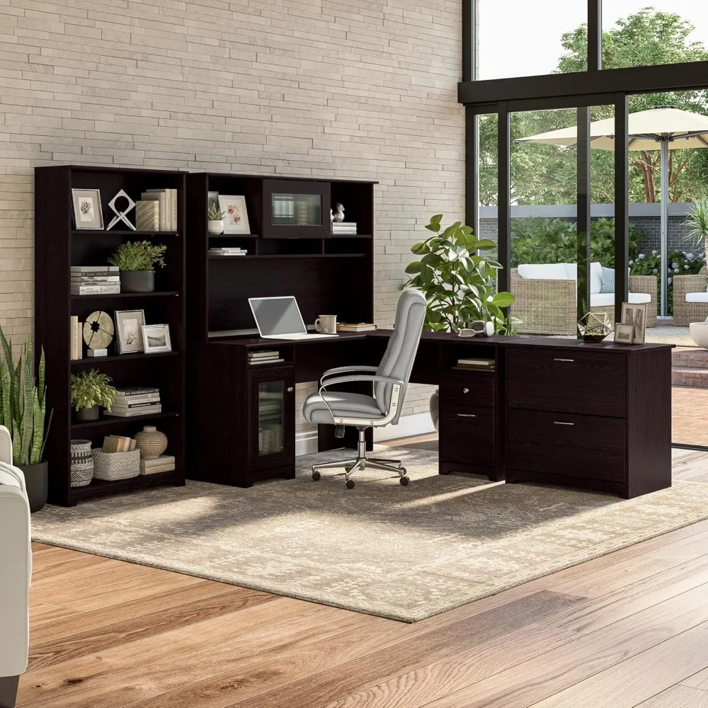 Bush Móveis Cabot 5 Prateleira Estante, Espresso Oak Storage, Armadi Per Camere Da Letto