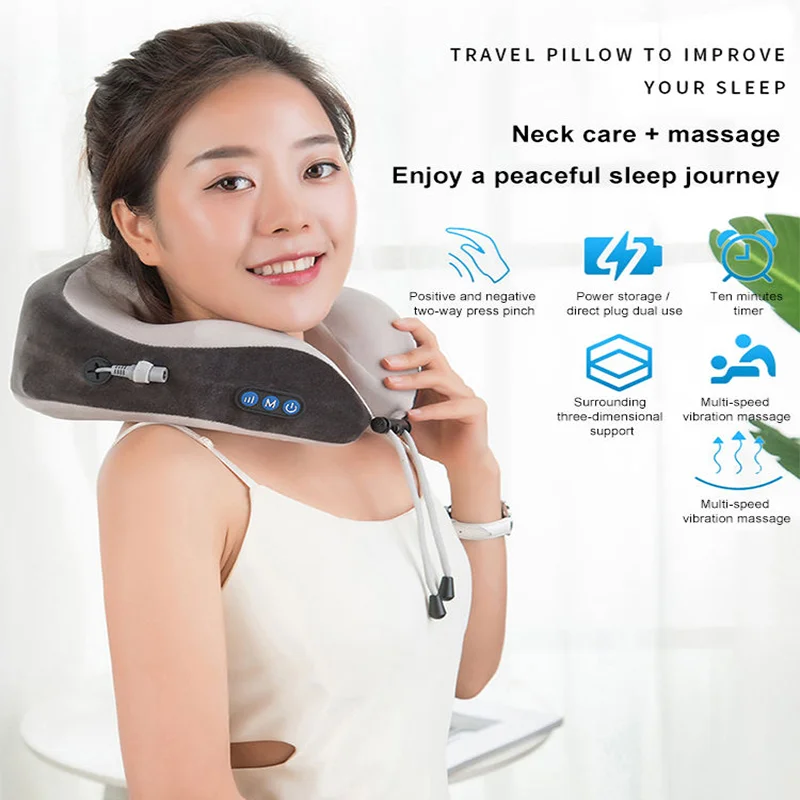 Neck Massager u-Shaped Pillow Relaxation Massage Kneading Treatment Pillow Office Road Trip