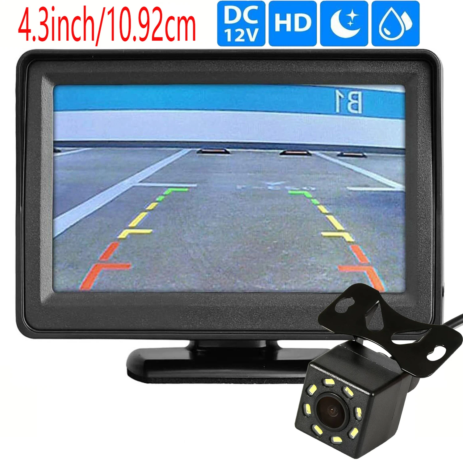 

Car Reverse Monitor with Rear View Camera Backup Camera Kit Back Up Car Monitor Display Parking System Rearview Reverse Monitor