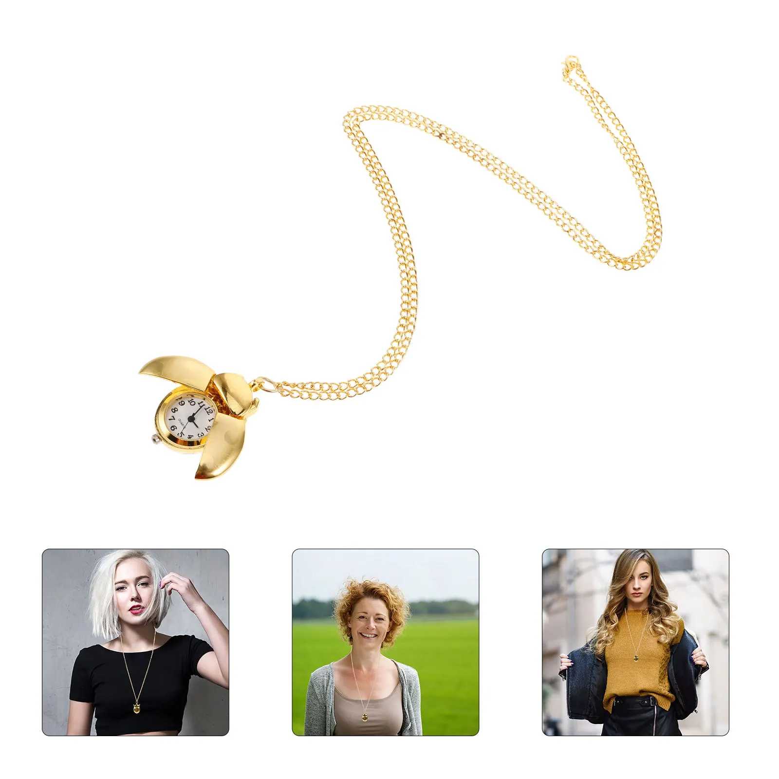 ساعة جيب كلاسيكية صغيرة بتصميم كلاسيكي بغطاء قلاب وحركة كوارتز موثوقة وسلسلة محمولة مزخرفة للرجال والنساء