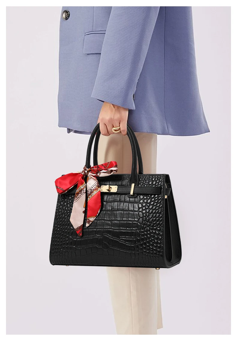 Stilvolle Krokodilmuster-Muttertasche mit Premium-Feeling, Handtasche für Damen, Vielseitige Schulter- und Umhängetasche – Detail 3
