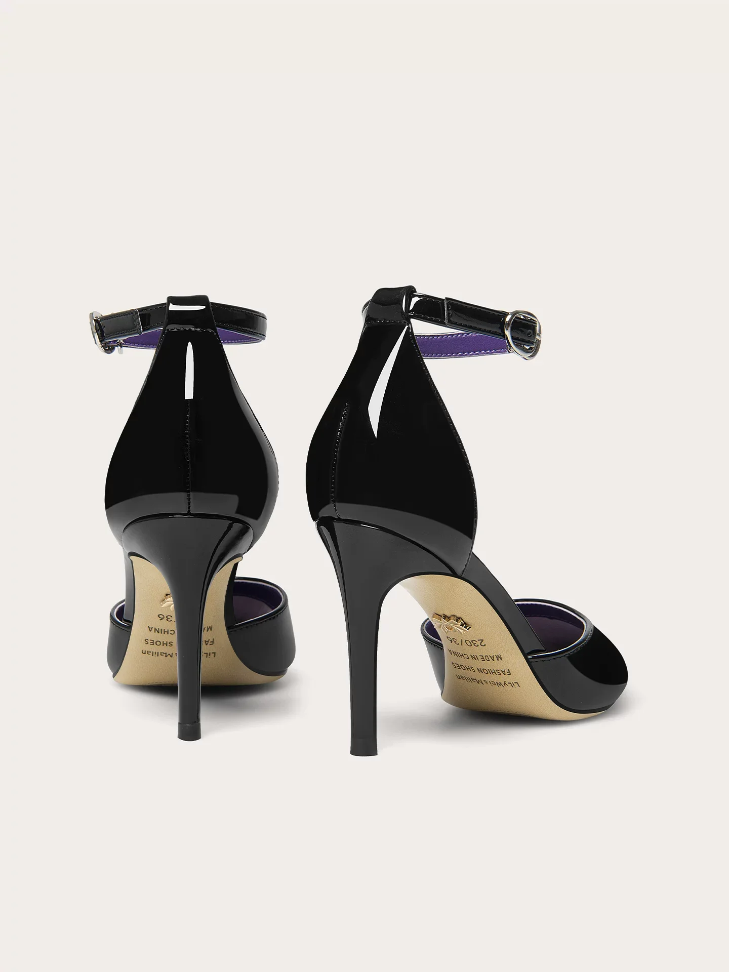 Summer new pointed black patent leather hollow sandals banquet dress large size small size widened high heels women's shoes