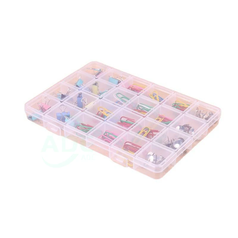 24 Compartments Plastic Box Case Jewelry Bead Storage Container Craft Organizer