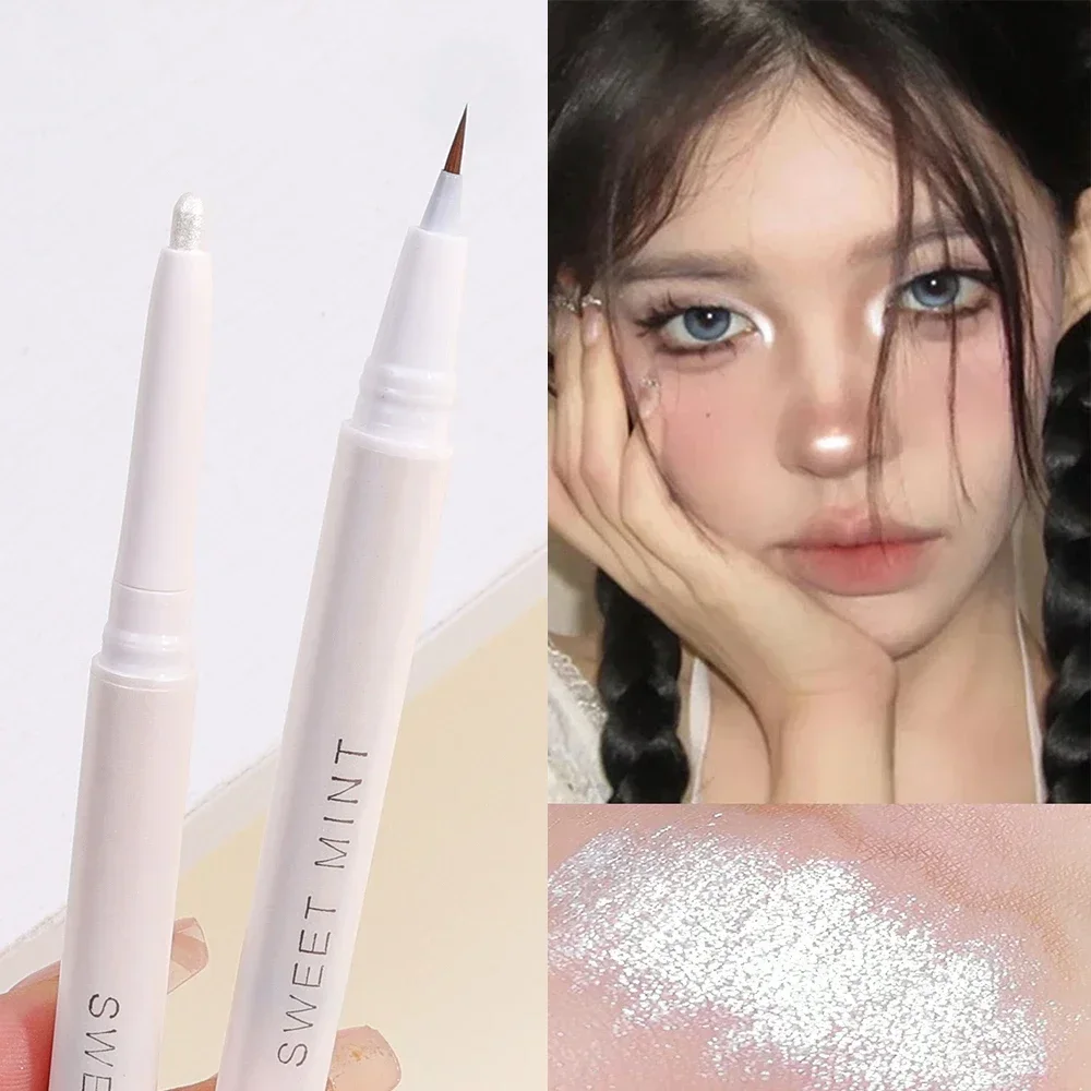 Glitter sdraiato Silkworm evidenziatore penna impermeabile perlescente bianco opaco nastro diamante illuminare ombretto Stick trucco coreano