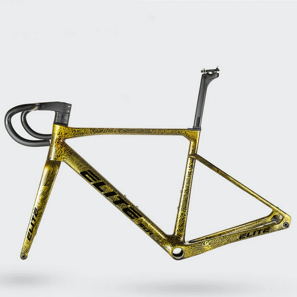 Neu Eingetroffen Ultraleichter 950g T1000 ELITE Carbon-Rennradrahmen Scheibenbremse Fahrradteil 47/49/51/54/56cm BB86 Vollständige HID-Kabelverbindung – Detail 4