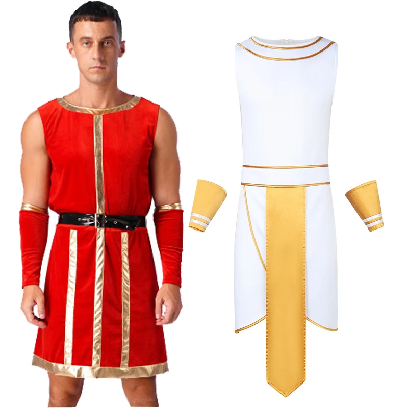 Medieval Knight Costumes Adult Knight Outfits Renaissance Royal Guard Robe with Belt Wristbands Halloween Velvet Cosplay Suit