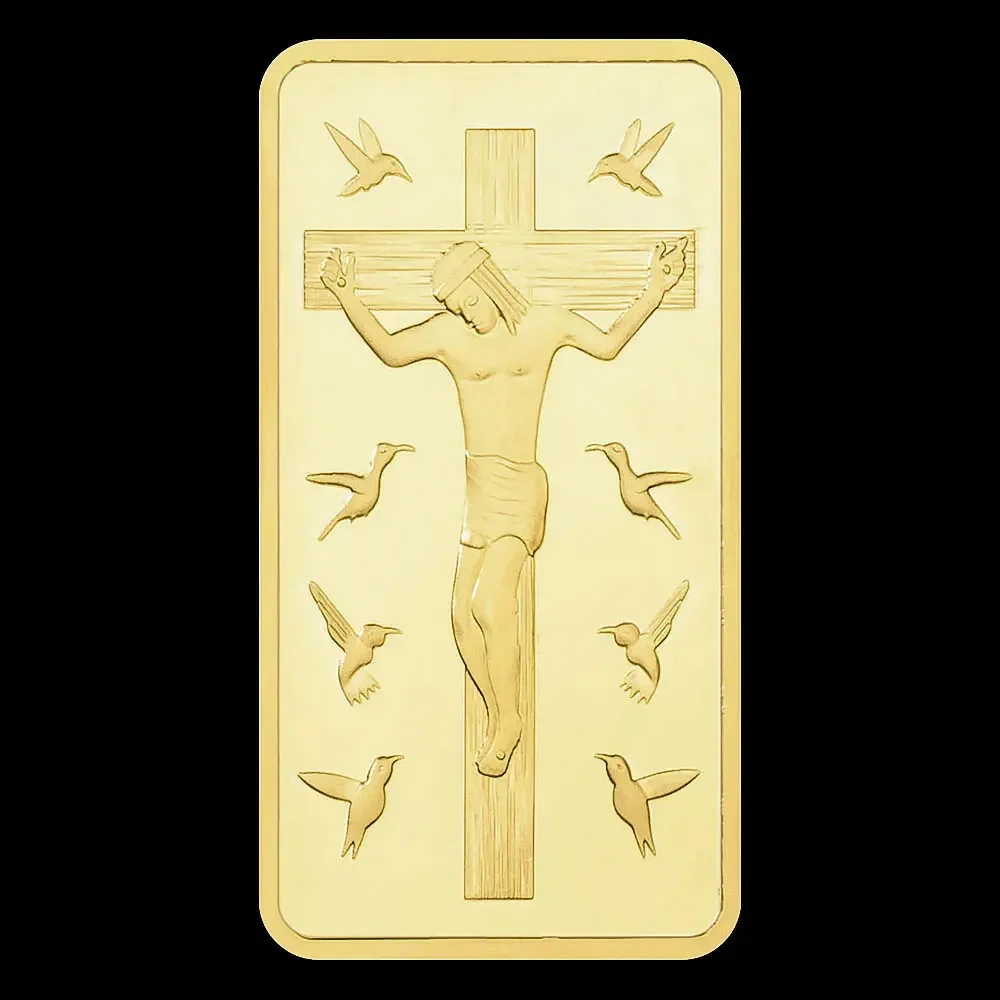 Jesus Christianity Stations of The Cross Golden Plated Bar Commemorative Coin Christianity Souvenir Gift