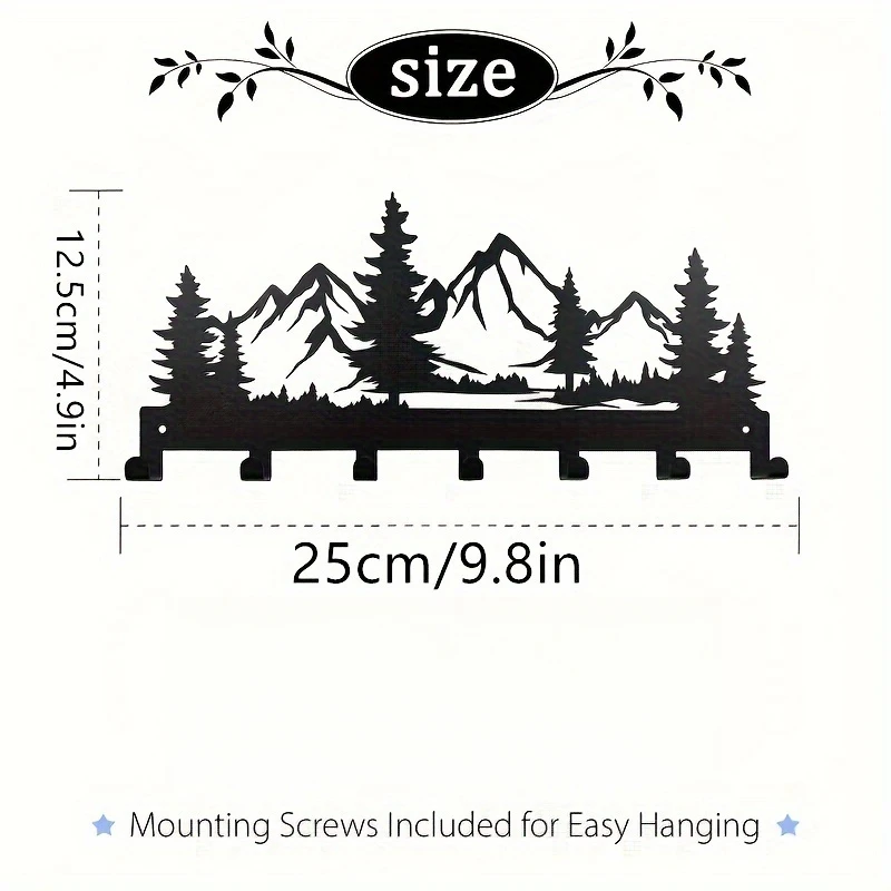 Bezaubernder Wald-Schlüsselhaken aus Metall – einfach zu installierende Wandhalterung für Handtücher, Hüte und Geldbörsen | Stilvoller dekorativer Eingangs- und Badezimmer – Detail 6
