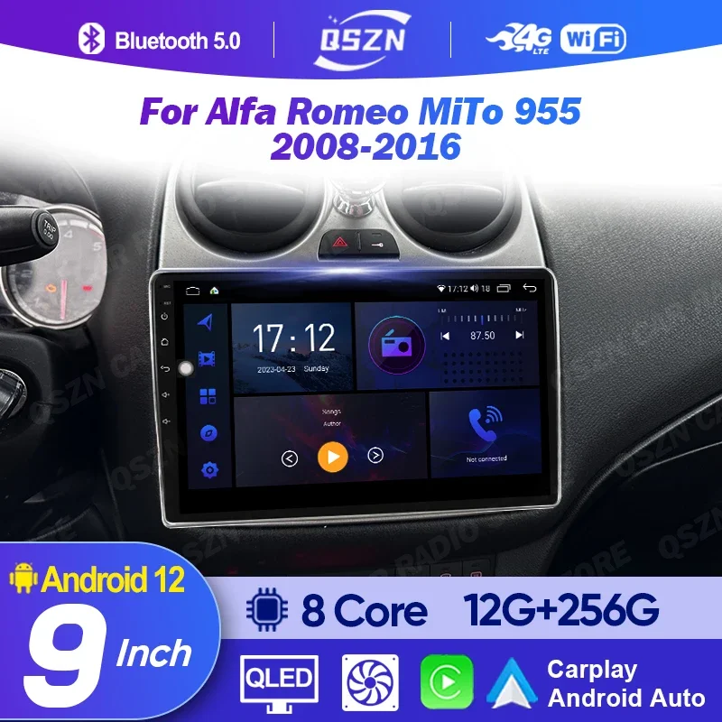 QSZN Android 13 CarPlay Car Radio For Alfa Romeo MiTo 955 2008-2016 Auto Radio Stereo Head Unit Multimedia Player GPS Navigation