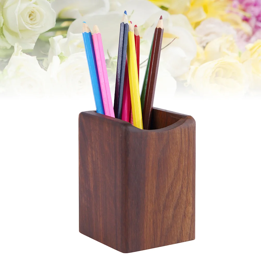 

White Dresser Pen Holder Wood Stationery Organizer Desk Container Cup Desktop Wooden Office