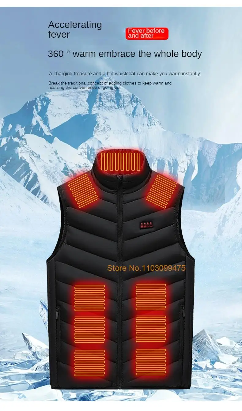 2–21 Bereiche selbsterhitzende Weste USB wiederaufladbare beheizte Jacke Winter Herren Damen Thermounterwäsche Heizweste Wandern Skifahren Mantel – Detail 13