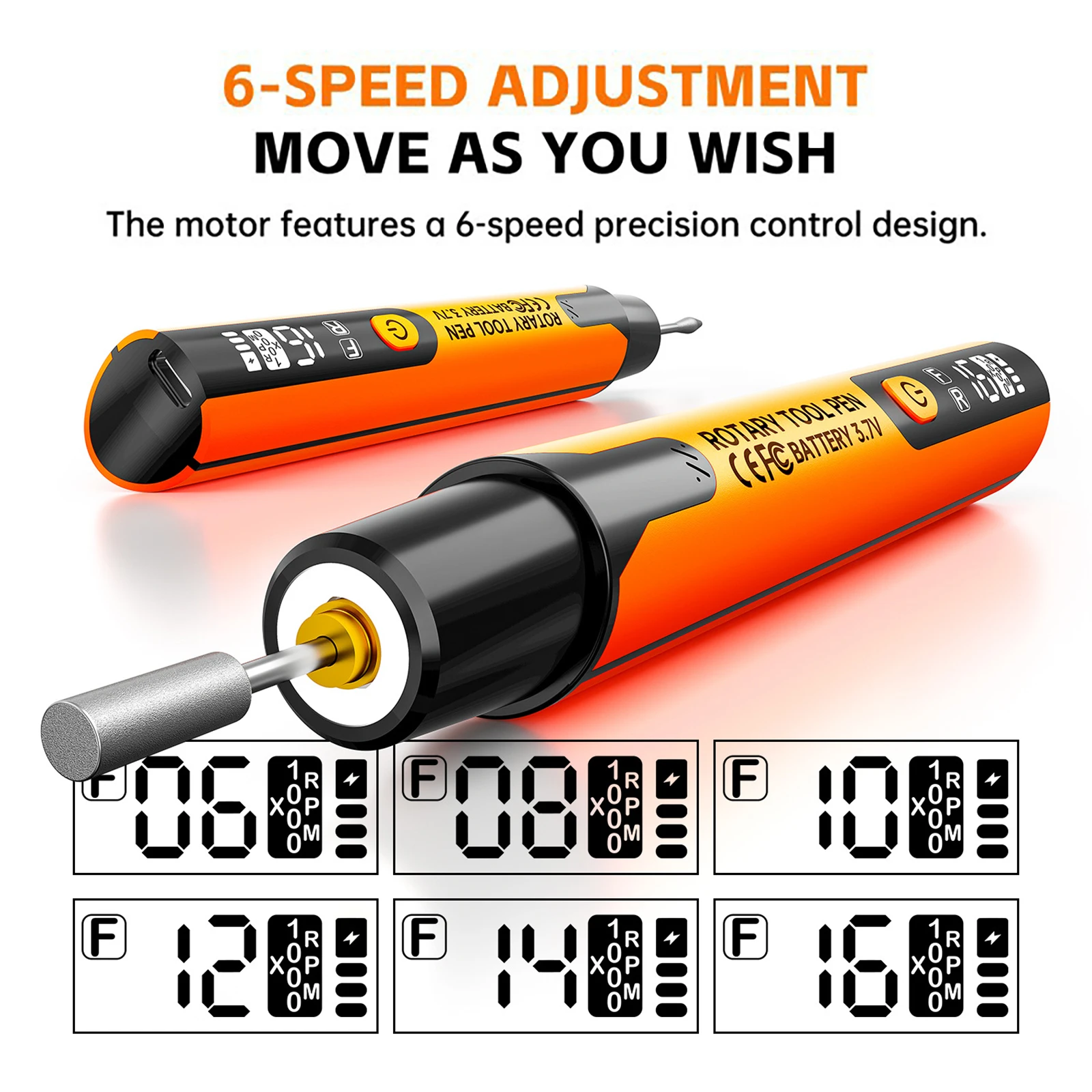 

6000-16000rpm Cordless Rotary Tool Kit with Accessories 6 Speeds Handheld Mini Electric Drill Bits Tool for Crafting DIY Project