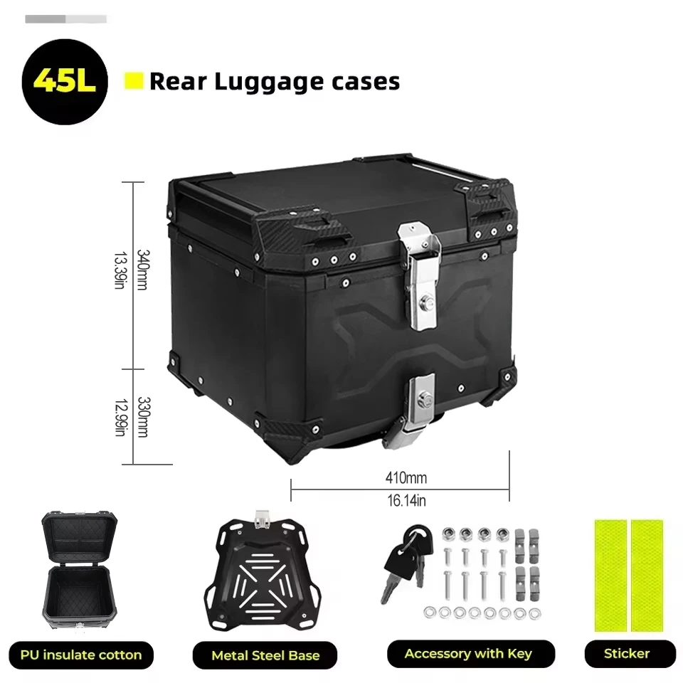 45L/55L Genera Motorcycle Top Aluminium Motorfiets Kofferbak Helm Box Waterdichte Motor Staart Doos Bagage Opbergkoffers