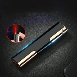 Encendedor de Metal butano a prueba de viento para hombres, encendedor portátil Simple, accesorios para cigarros, regalo para hombres, herramienta de Camping al aire libre, moda fresca