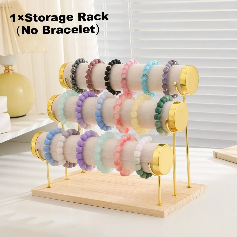 Detachable Bracelet Display Holder Flannel Wrap 3 Tier Bangle Storage Rack Multipurpose Wooden Tray Jewelry Storage Stand