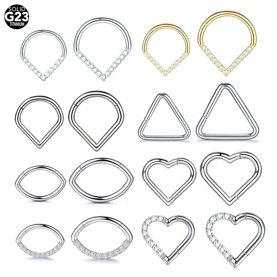 1PC Titanium Nose Ring Hinged Segment Earrings Clicker Hoop Ring Septo Ear Cartilage Helix Rook Septum Daith Tragus Lobe Earring