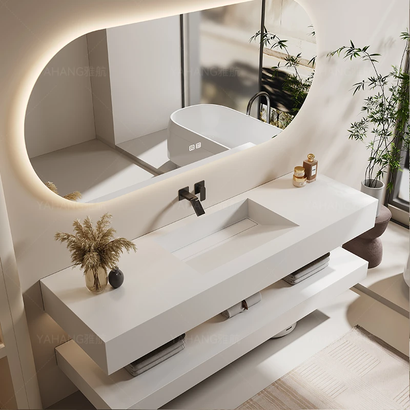 Modern Slanted Basin Stone Vanity Set 1