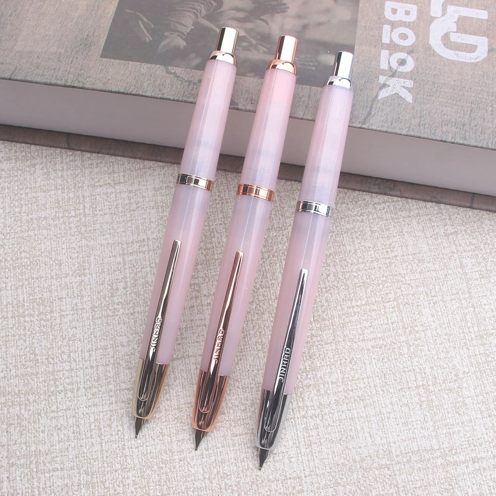 JINHAO 20 Press Fountain Pen Retractable EF/F Nib Plastic With Clip School Supplies PK 10 A1 Stationery Writing Ink Converter