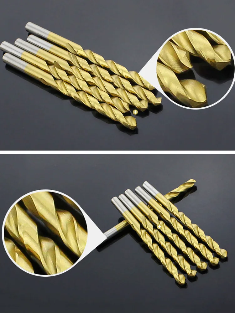 2Pcs High Speed Steel Titanium Coated Straight Shank Twist Drill Bits For Metal 1mm-3.3mm High Steel Power Drilling Tools