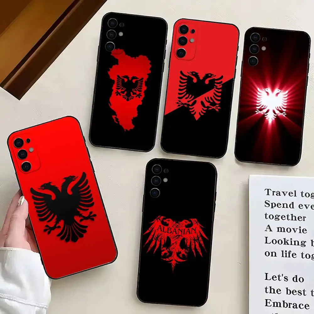 حافظة هاتف A-Albania A-Albanians F-Flag-AAF لهاتف سامسونج S25,S24,S21,S22,S23,S30,Ultra,S20,Plus,Fe,غطاء أسود من السيليكون الناعم