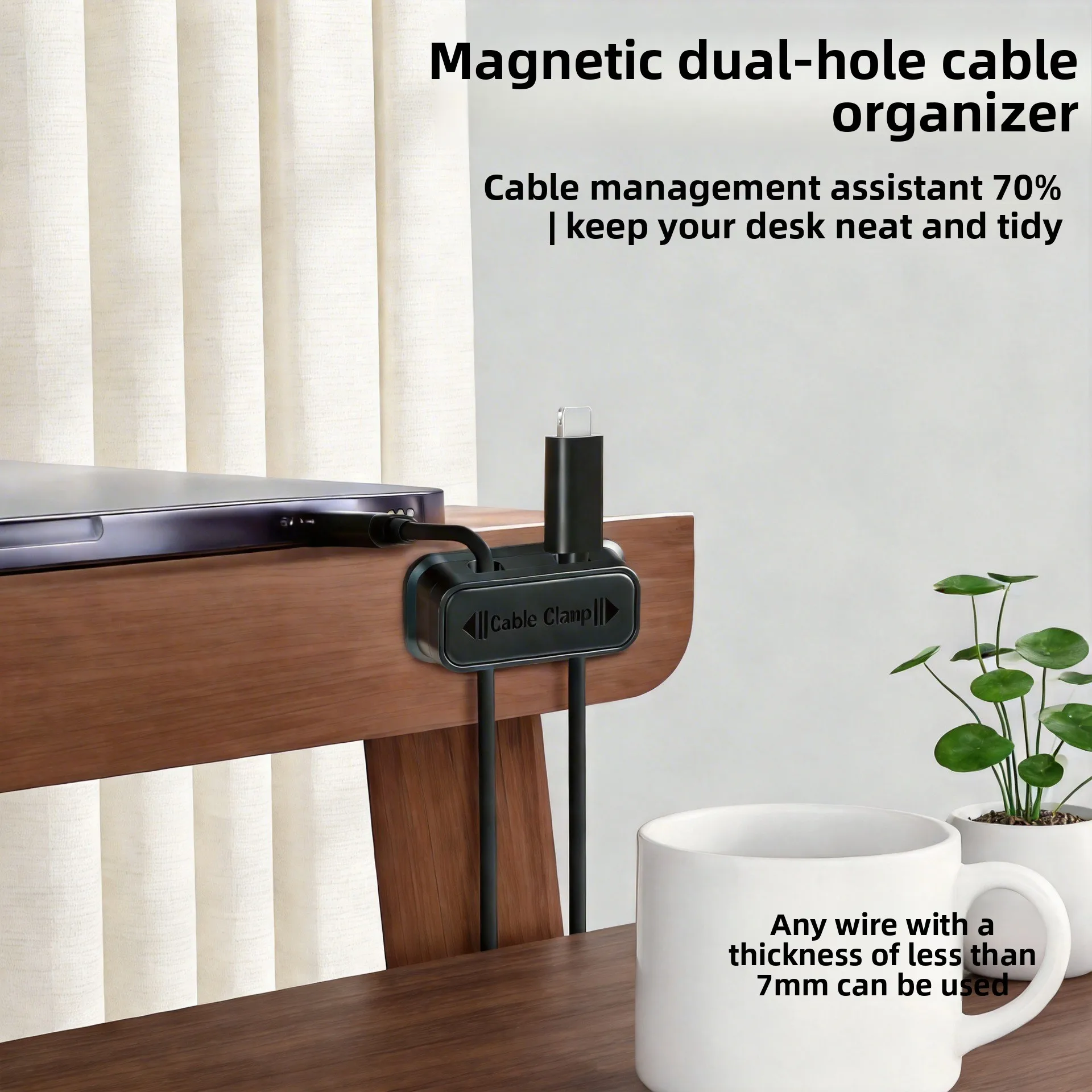 

Magnetic cable organizer desktop no punching mobile phone data cable storage fixing device winding device charging cable clip